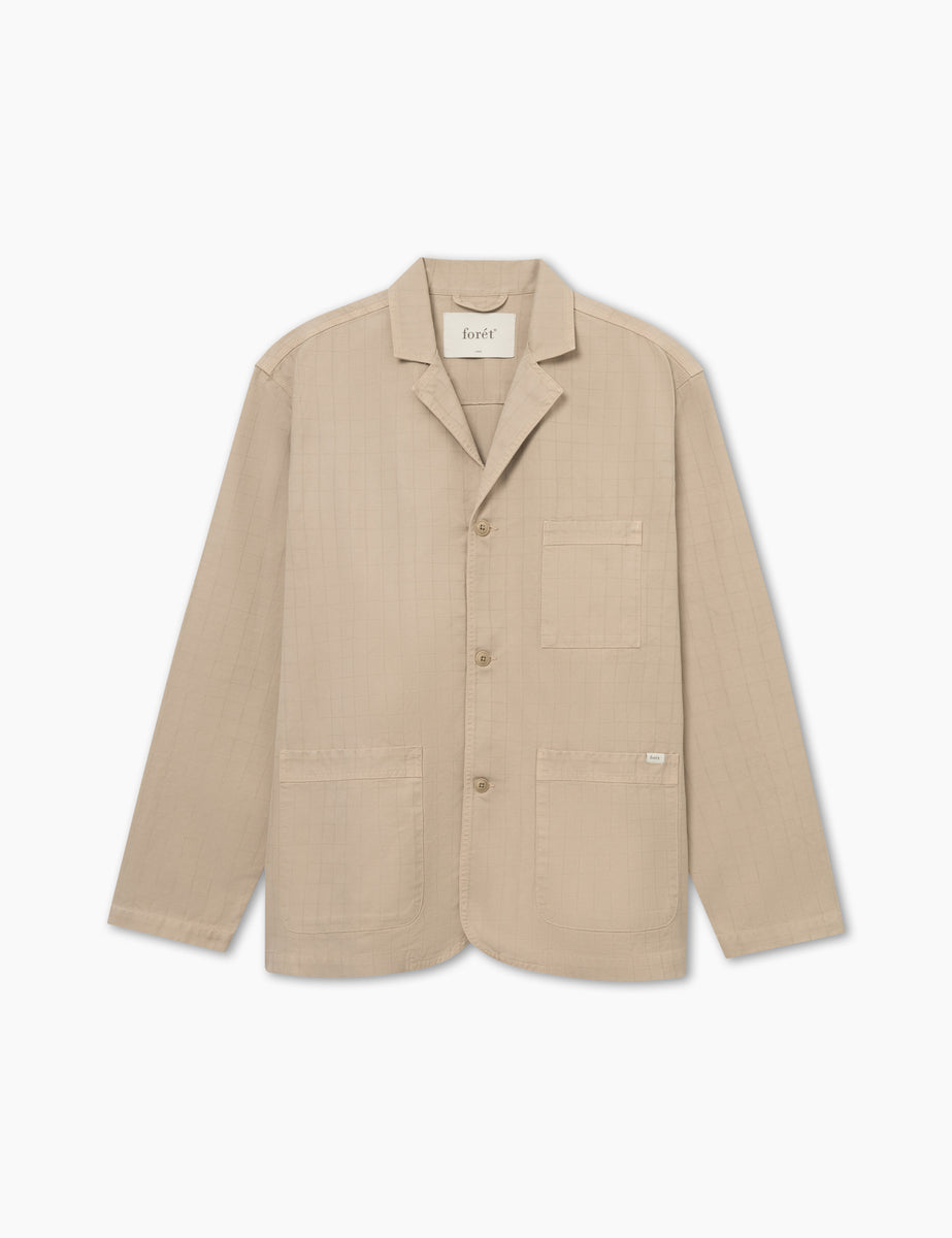 Veritecoeur　Linen Jacket　natural　きなり Japanese Natural Linen Chore Jacket — BASIS STUDIO