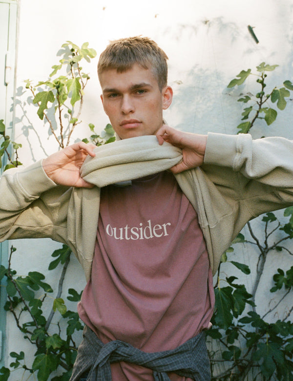 OUTSIDER PIGMENT DYE T-SHIRT - ROSE CLAY