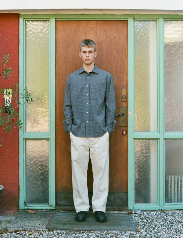 SCOUT RELAXED FIT MICRO CHECK SHIRT - FADED BLACK CHECK