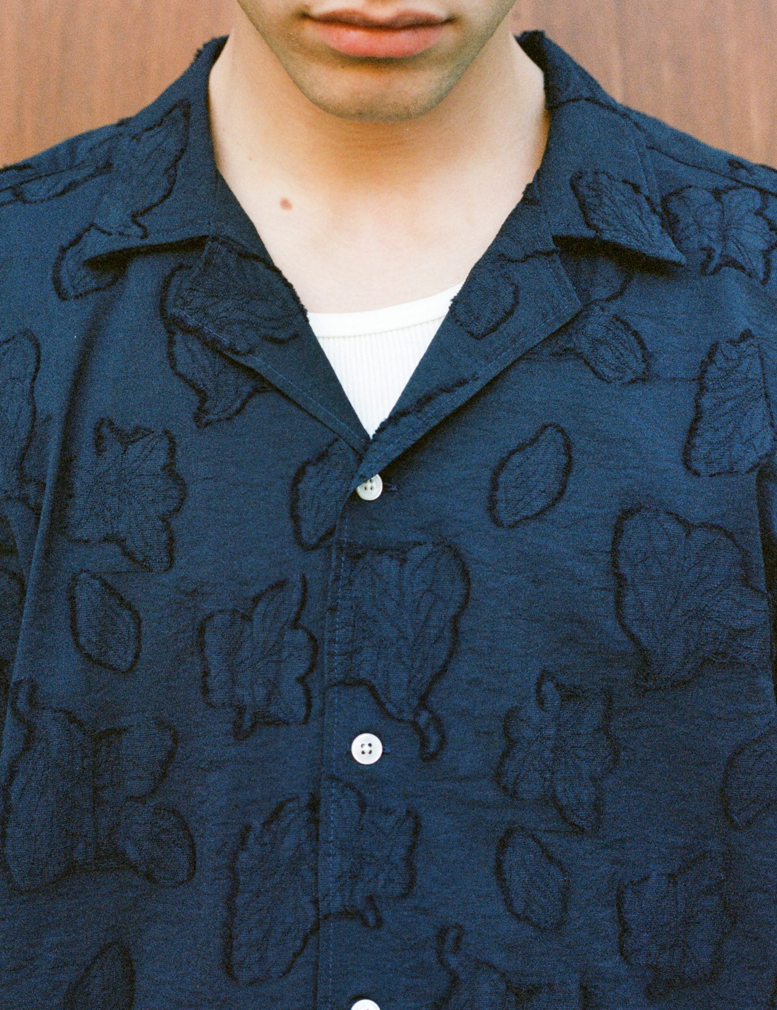 PEER JACQUARD REGULAR FIT SHIRT - NAVY – foret