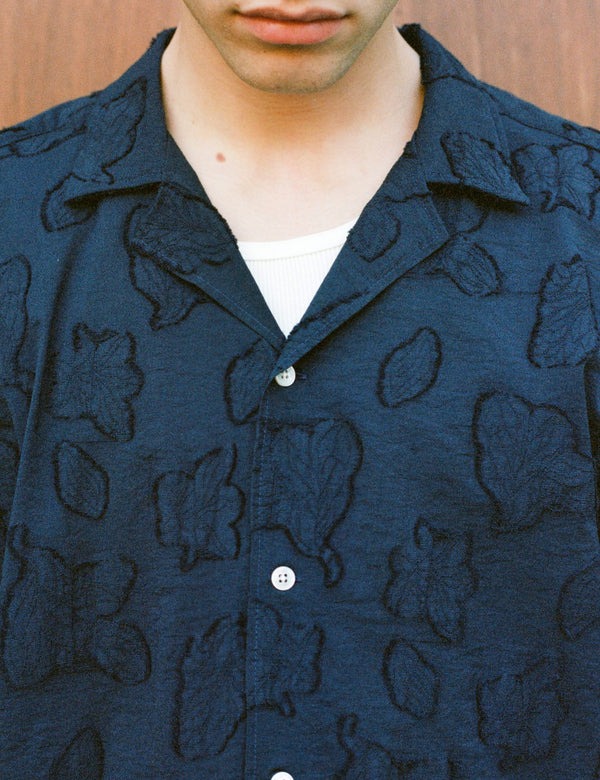PEER JACQUARD REGULAR FIT SHIRT - NAVY