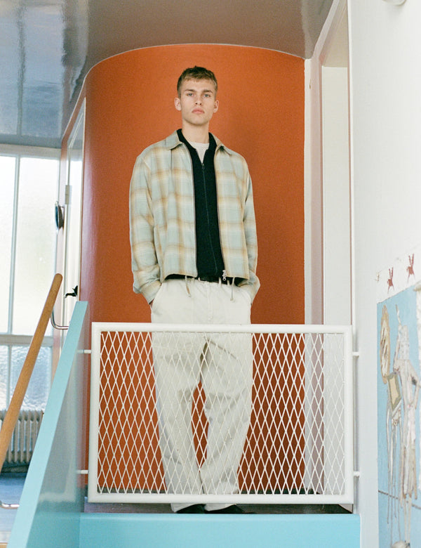 LOFT ZIP TWILL SHIRT - GREEN OXIDE CHECK