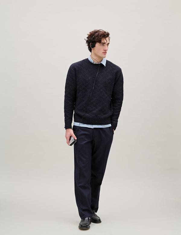 CLAY WOOL PANTS - NAVY