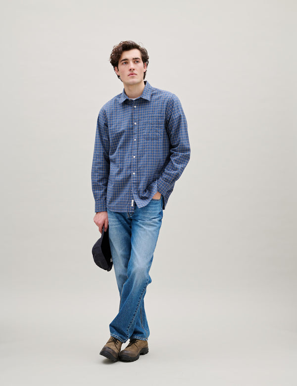 RIDGE REGULAR FIT FLANNEL SHIRT - NAVY CHECK