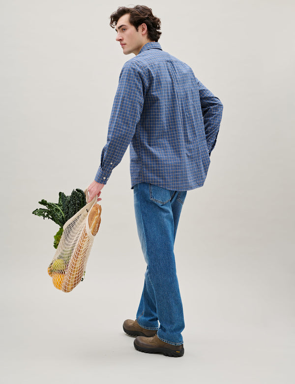 RIDGE REGULAR FIT FLANNEL SHIRT - NAVY CHECK