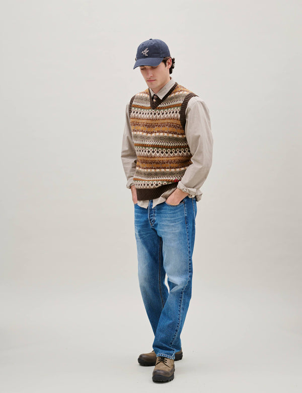 BIRD WASHED HERRINGBONE CAP - NAVY