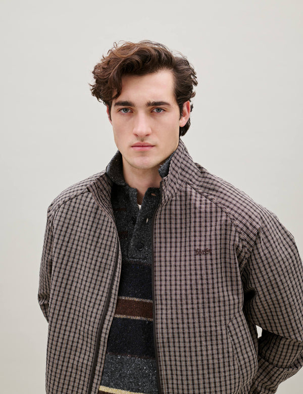 DAWN STRIPE KNIT POLO - GREY MELANGE
