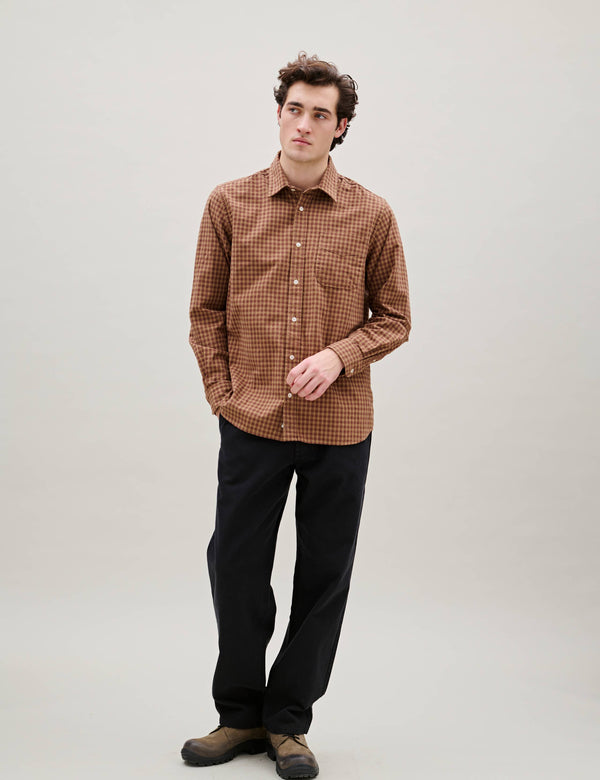 RIDGE REGULAR FIT FLANNEL SHIRT - RUST CHECK