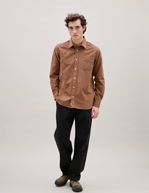 RIDGE REGULAR FIT FLANNEL SHIRT - RUST CHECK