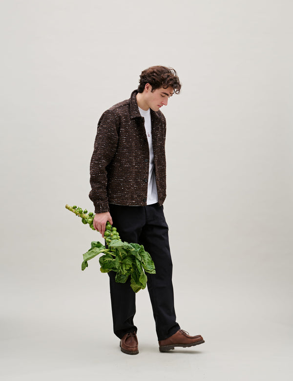 SUN BOUCLÉ RELAXED FIT OVERSHIRT - BROWN