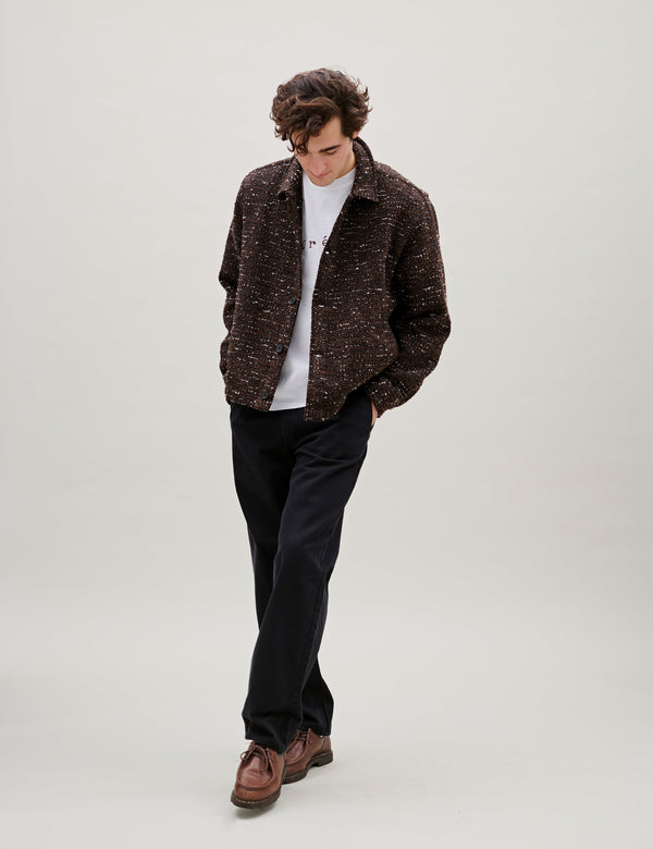 SUN BOUCLÉ RELAXED FIT OVERSHIRT - BROWN
