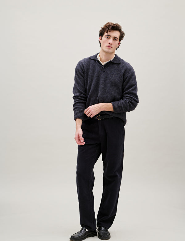 ALPINE POLO KNIT - DARK GEY MELANGE