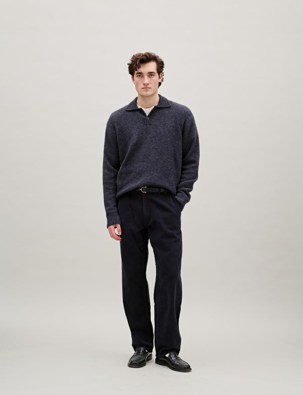 ALPINE POLO KNIT - DARK GEY MELANGE