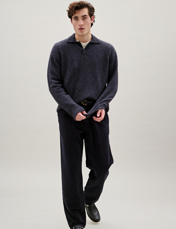 ALPINE POLO KNIT - DARK GEY MELANGE