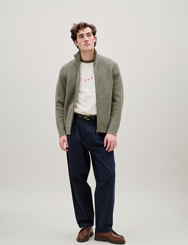 DELTA WOOL ZIP JACKET - THYME MELANGE