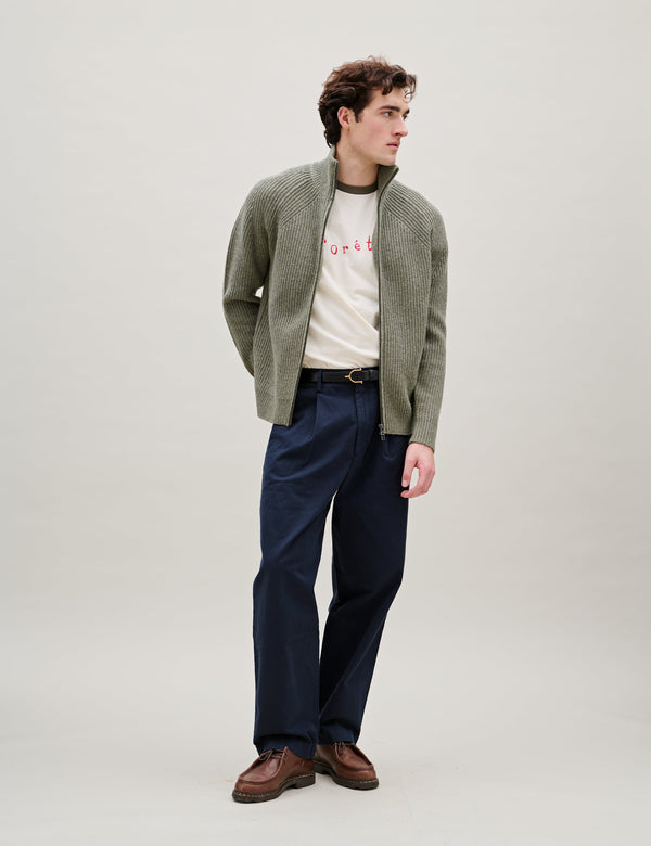 DELTA WOOL ZIP JACKET - THYME MELANGE