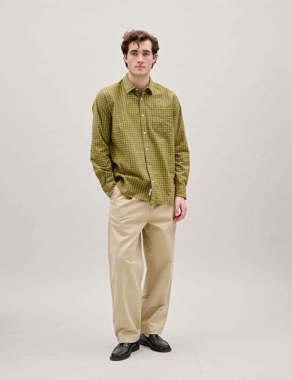 RIDGE REGULAR FIT FLANNEL SHIRT - THYME CHECK