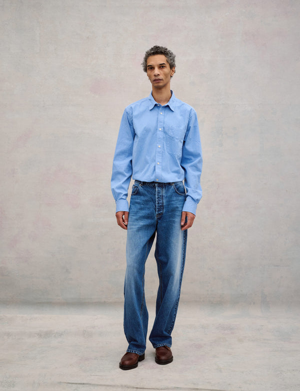 MOOR RELAXED FIT JEANS - WASHED MID BLUE