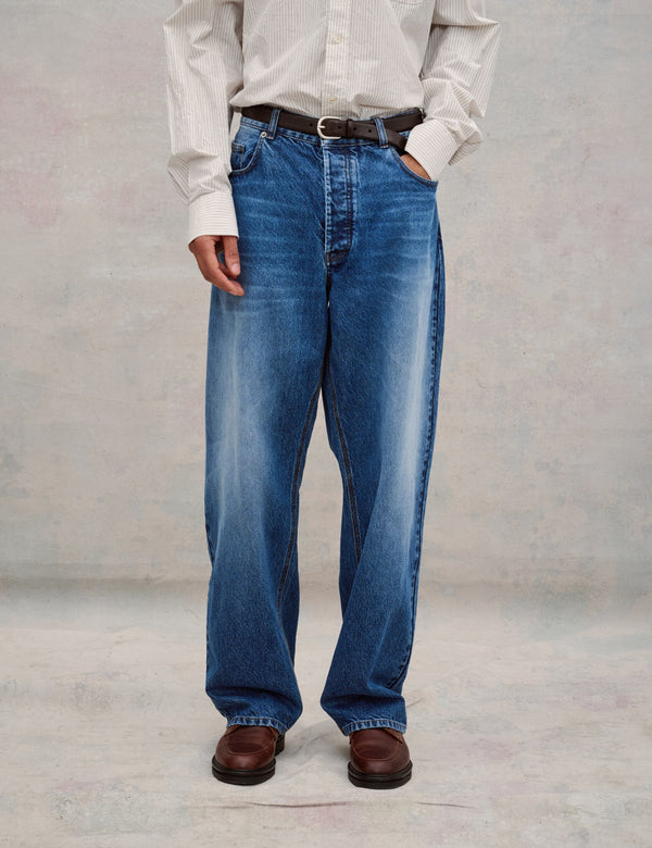 MOOR RELAXED FIT JEANS - WASHED MID BLUE