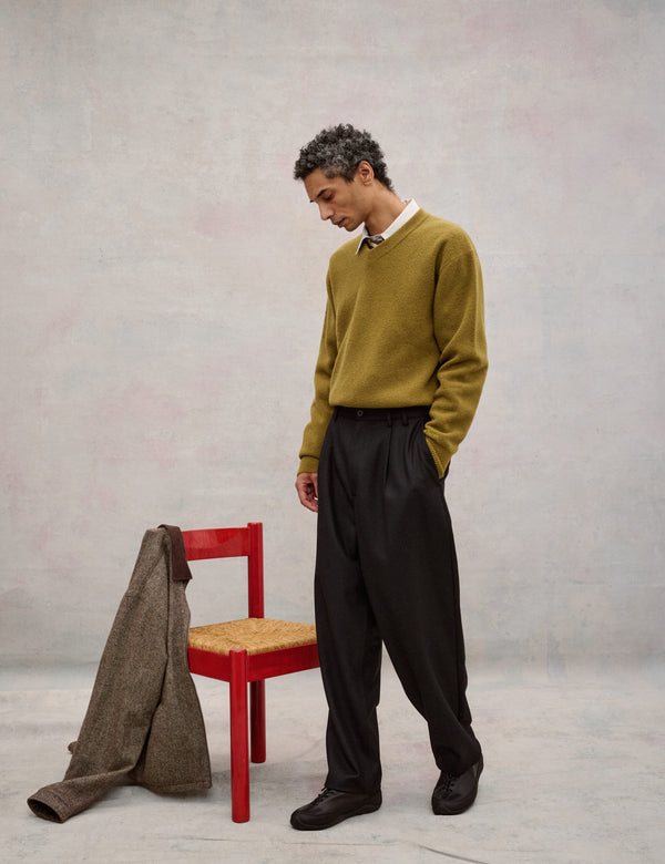 WRITER RELAXED FIT WOOL PANTS - BLACK