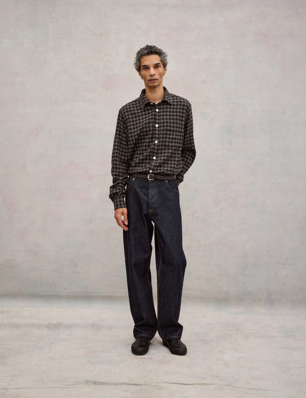 FORM REGULAR FIT ITALIAN CHECK SHIRT - BLACK CHECK