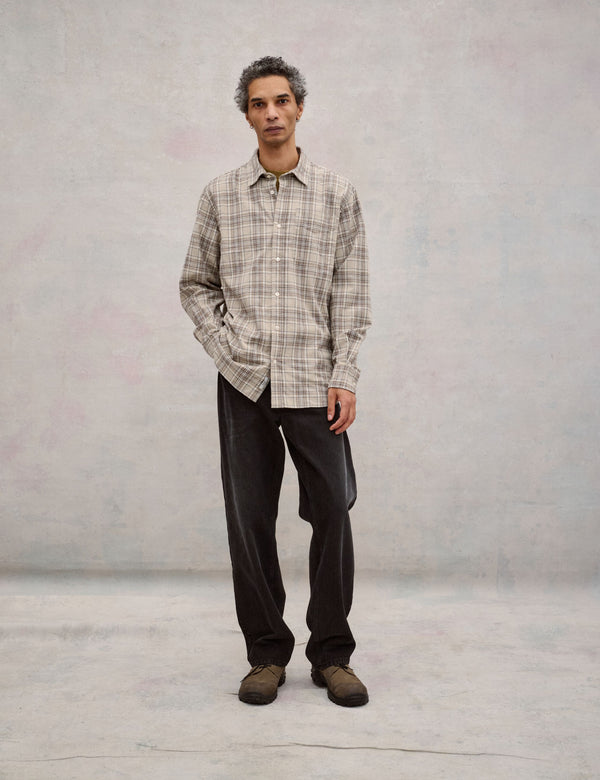 RIDGE REGULAR FIT FLANNEL SHIRT - KHAKI CHECK