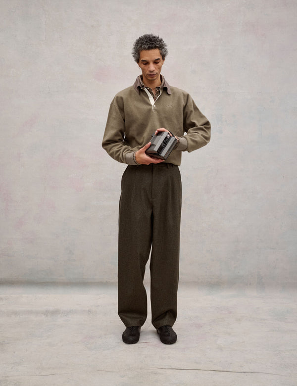 WRITER RELAXED FIT WOOL PANTS - BROWN