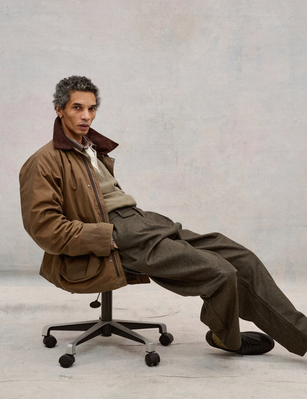 WRITER RELAXED FIT WOOL PANTS - BROWN