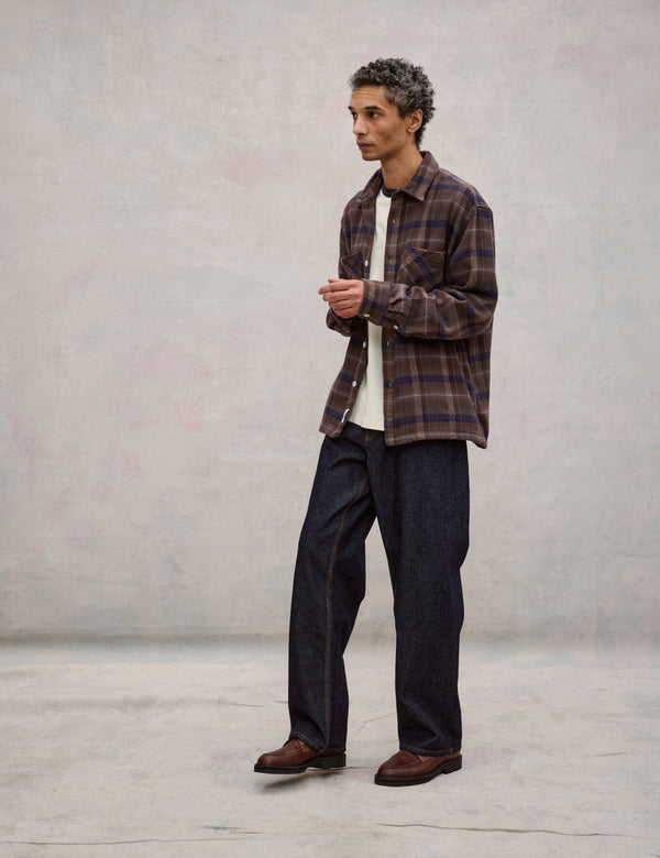 MOON RELAXED FIT OVERSHIRT - WOOD CHECK