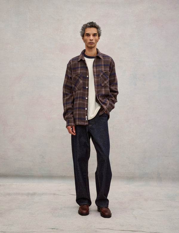 MOON RELAXED FIT OVERSHIRT - WOOD CHECK