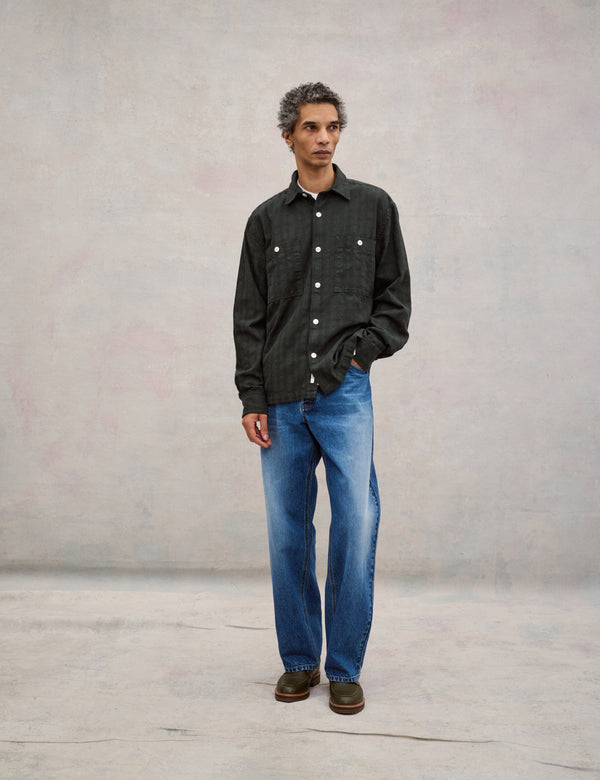 LUNAR RELAXED FIT BOUCLÉ SHIRT - DARK GREY CHECK