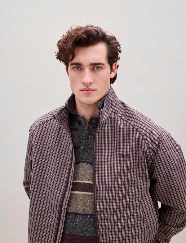 DAWN STRIPE KNIT POLO - GREY MELANGE