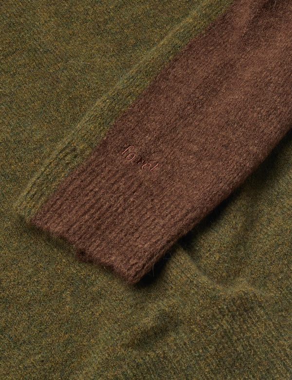 ALPINE CONRAST KNIT - ARMY/BROWN