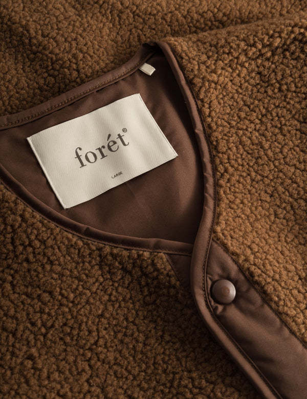 AURA SHERPA FLEECE VEST - BROWN