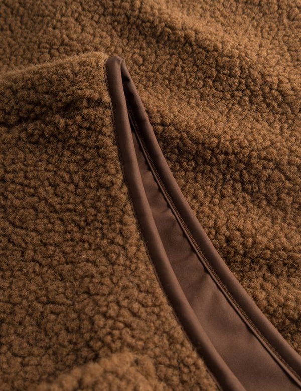 AURA SHERPA FLEECE VEST - BROWN