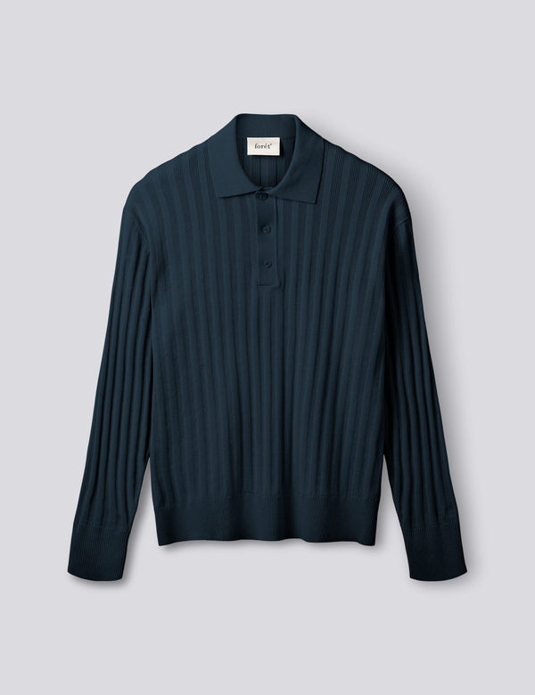 BASE COTTON LINEN POLO - NAVY