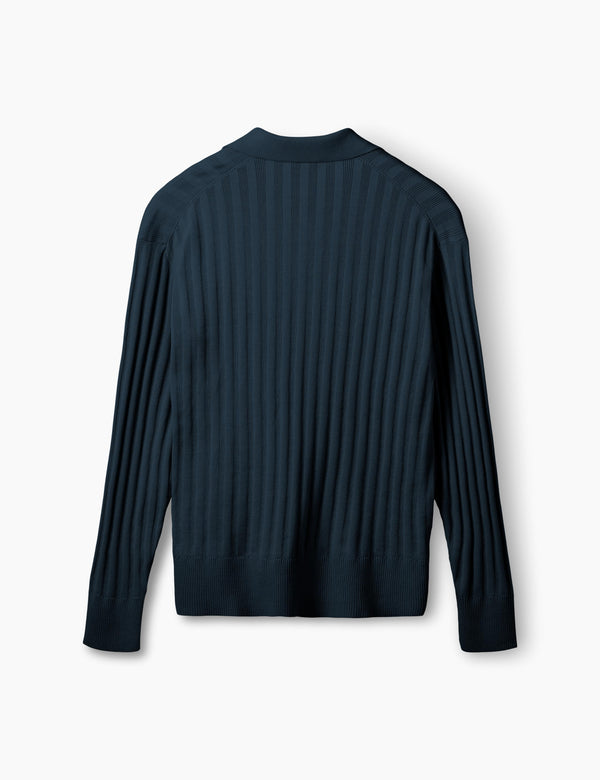 BASE COTTON LINEN POLO - NAVY