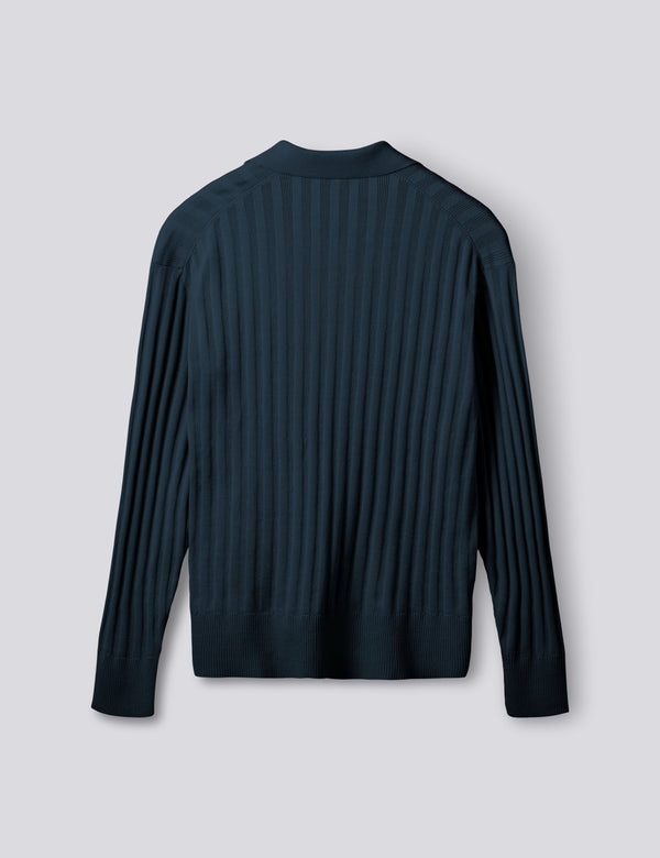 BASE COTTON LINEN POLO - NAVY