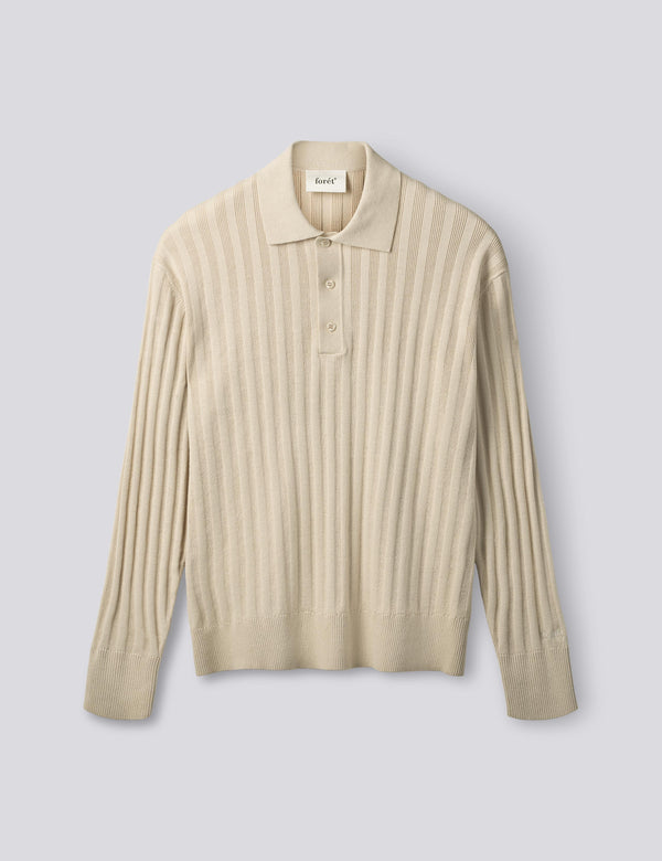 BASE COTTON LINEN POLO - OATMEAL