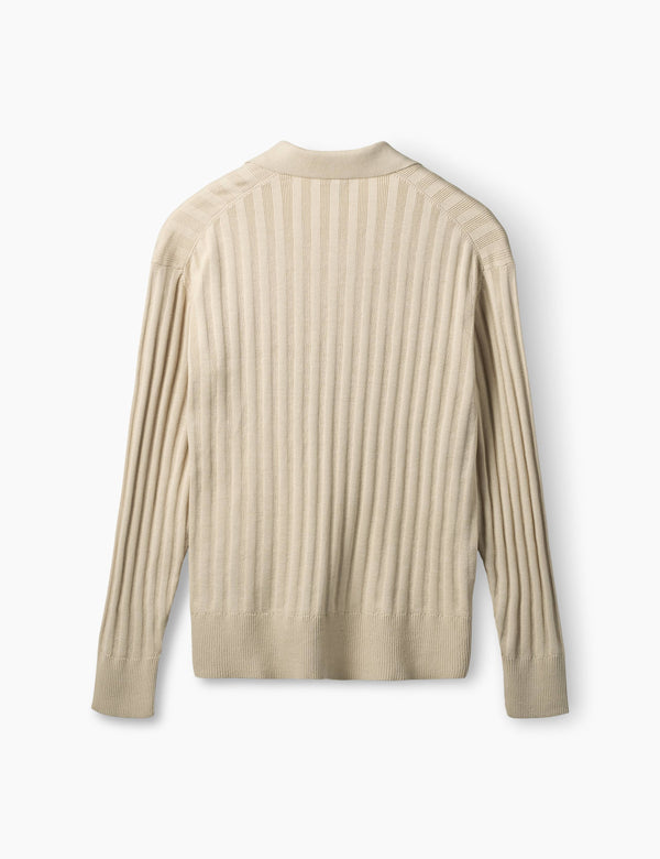 BASE COTTON LINEN POLO - OATMEAL