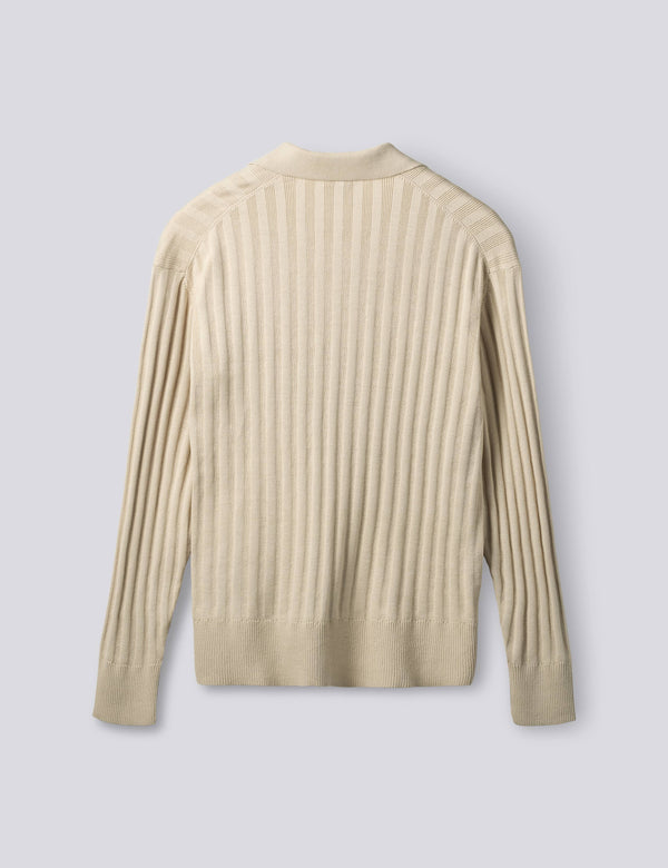 BASE COTTON LINEN POLO - OATMEAL