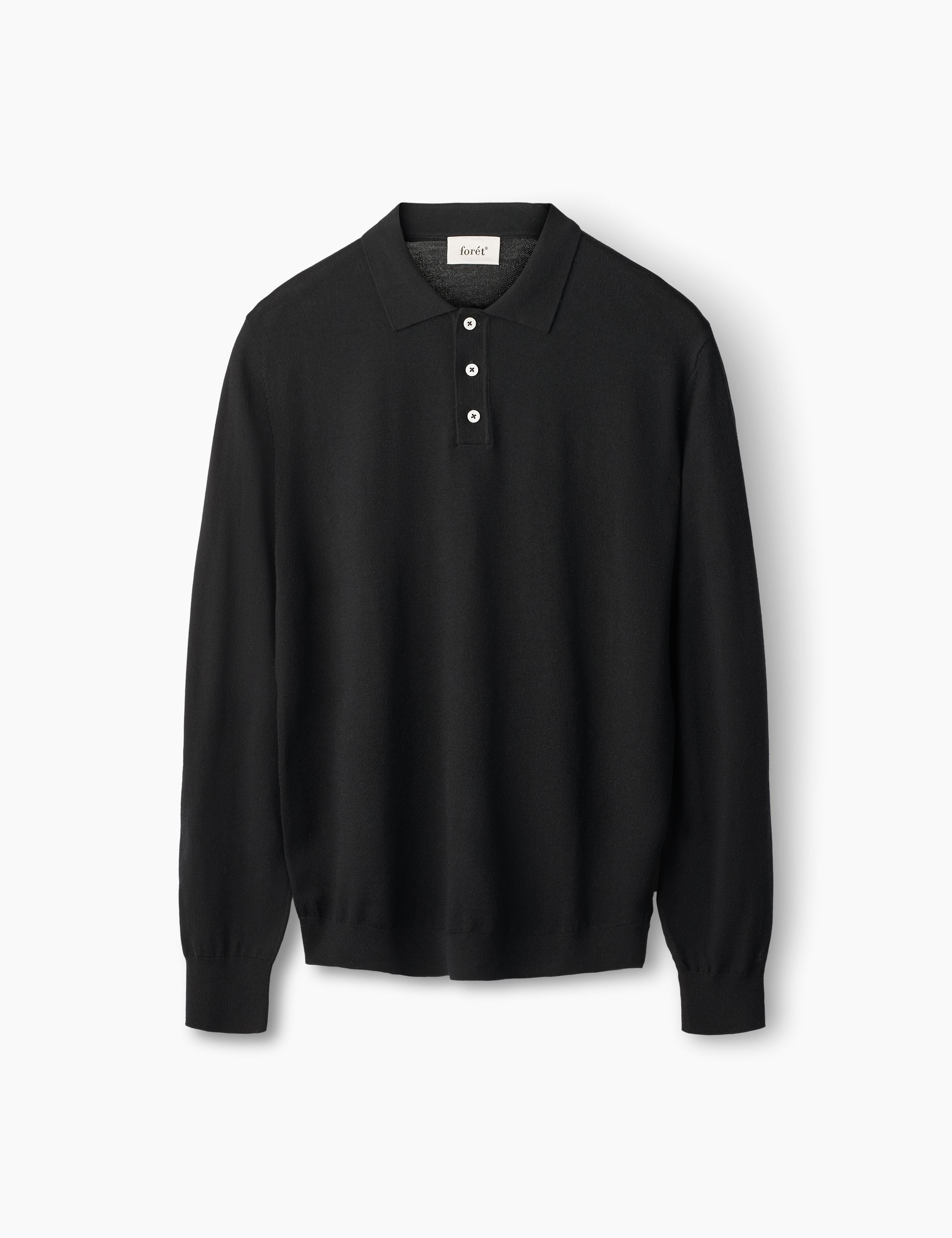BASE MERINO POLO KNIT - BLACK