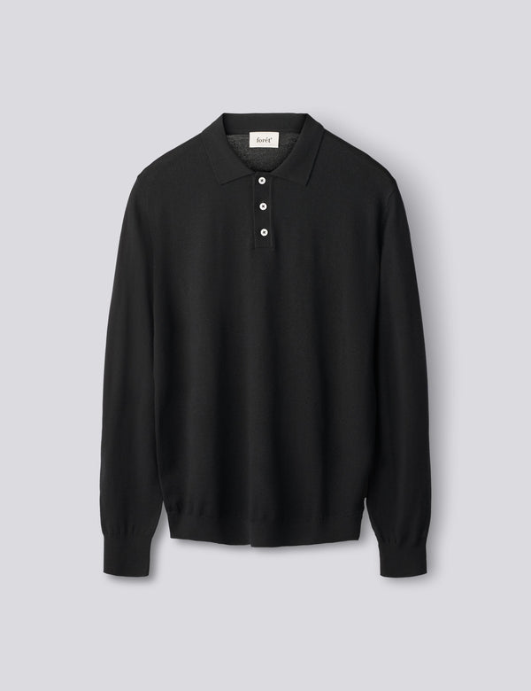 BASE MERINO POLO KNIT - BLACK