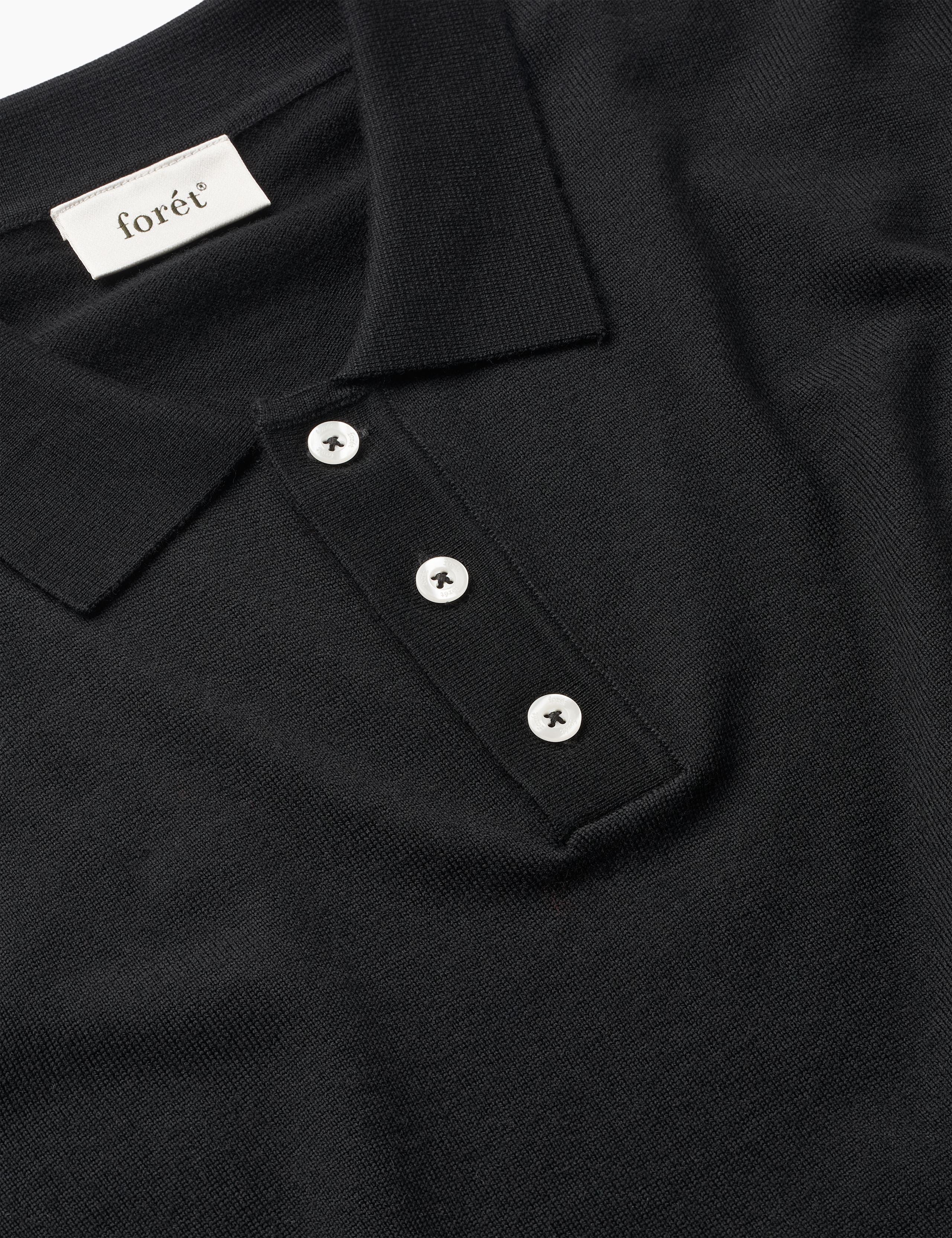 BASE MERINO POLO KNIT - BLACK