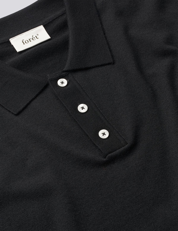 BASE MERINO POLO KNIT - BLACK