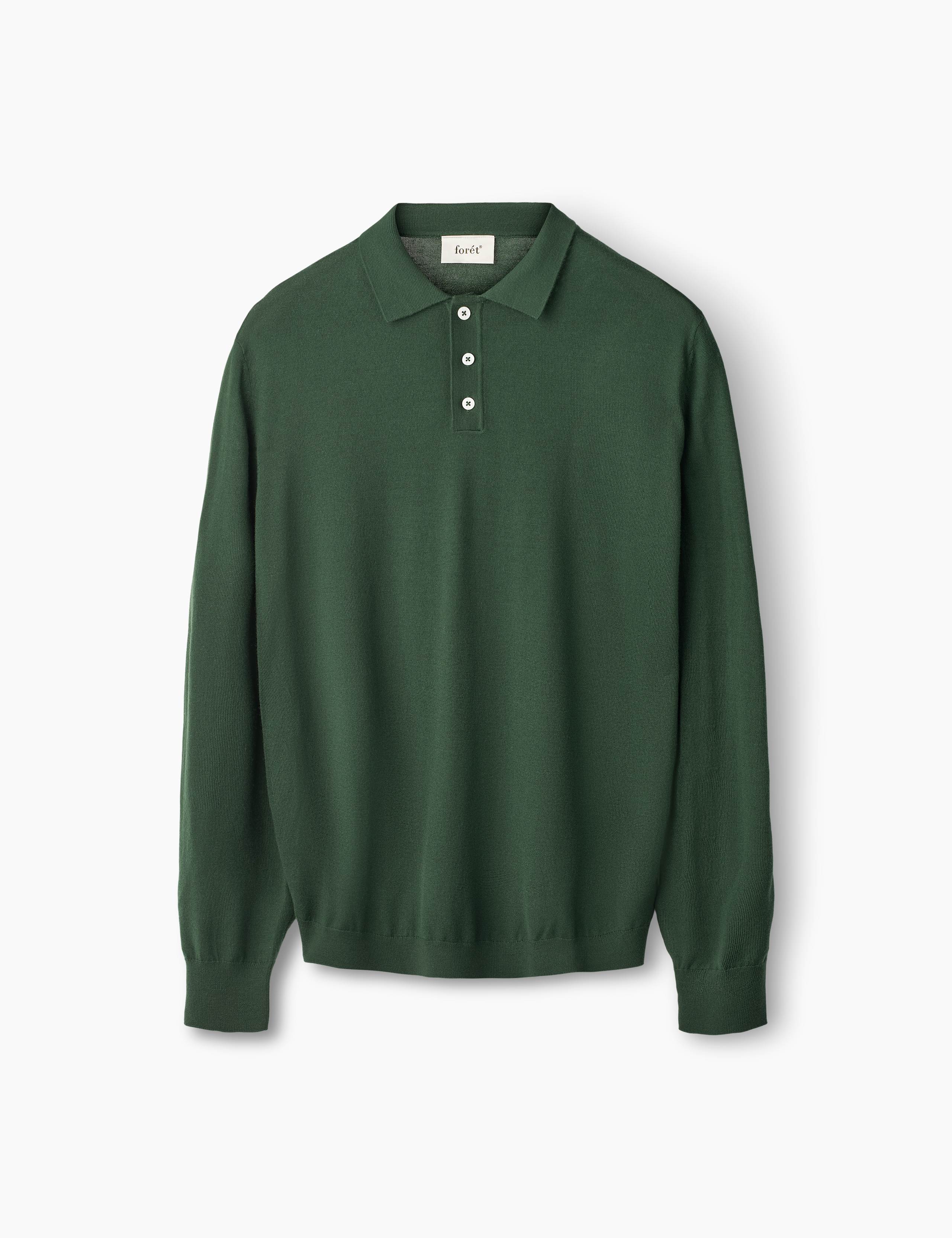 BASE MERINO POLO KNIT - DARK GREEN