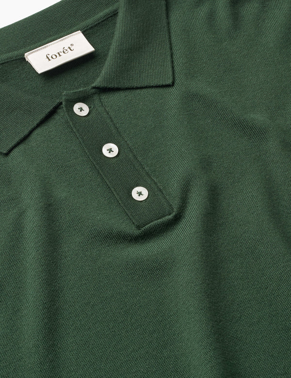 BASE MERINO POLO KNIT - DARK GREEN