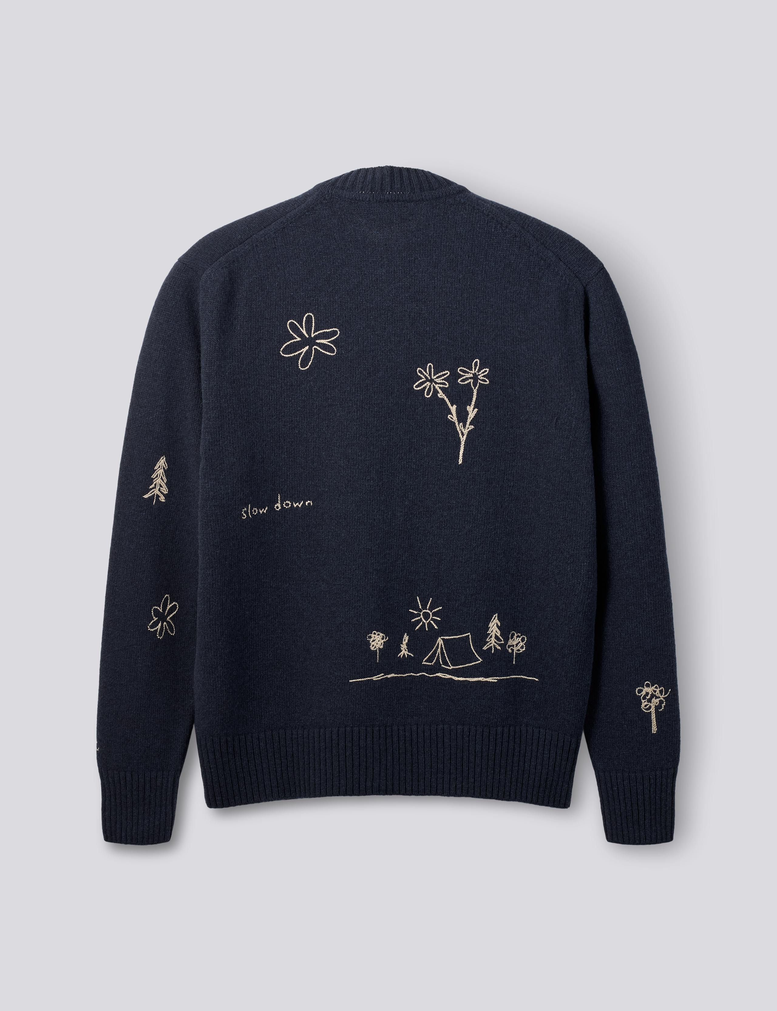 chico　Bonum EMBROIDARY KNIT JK BIRD EMBROIDERY KNIT JACKET - NAVY – foret