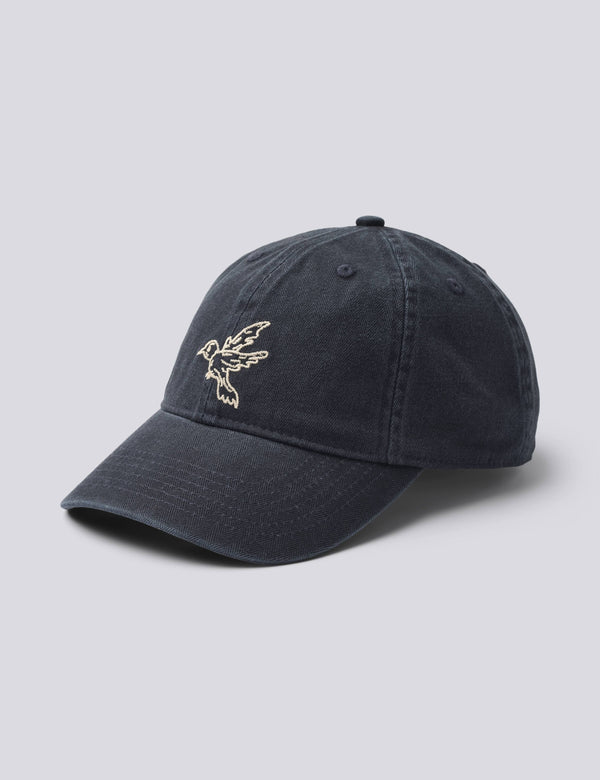 BIRD WASHED HERRINGBONE CAP - NAVY
