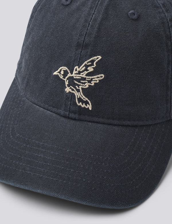 BIRD WASHED HERRINGBONE CAP - NAVY